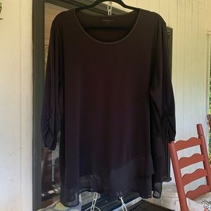 Black blouse with Chiffon layered hem